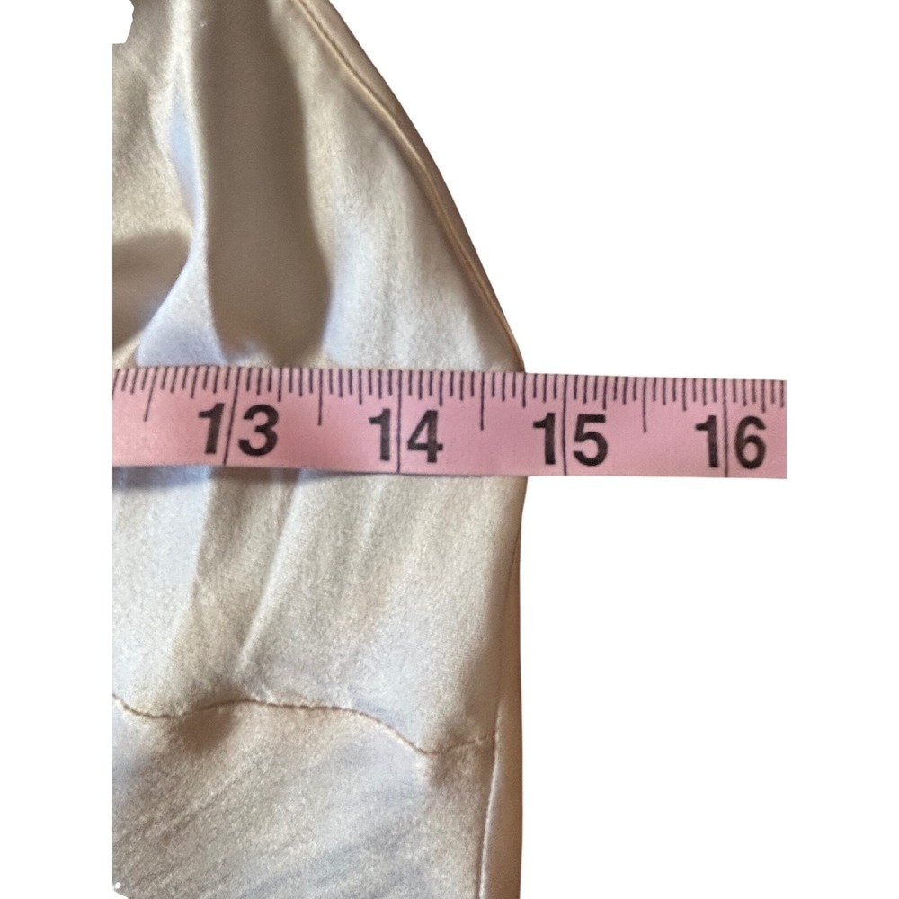 Victorias Secret Champagne Satin Slip Dress Black Trim Cross Back Medium 327588 - Picture 9 of 16